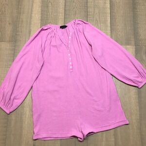 Hatch Romper Maternity Womens Size 4 or XL Pink Katia‎ Gauzy Pockets Long Sleeve